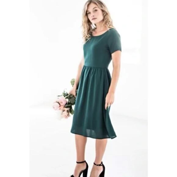 Jessakae Fit & Flare Dress Women's Small Green Short Sleeve Knee Length - Picture 1 of 10